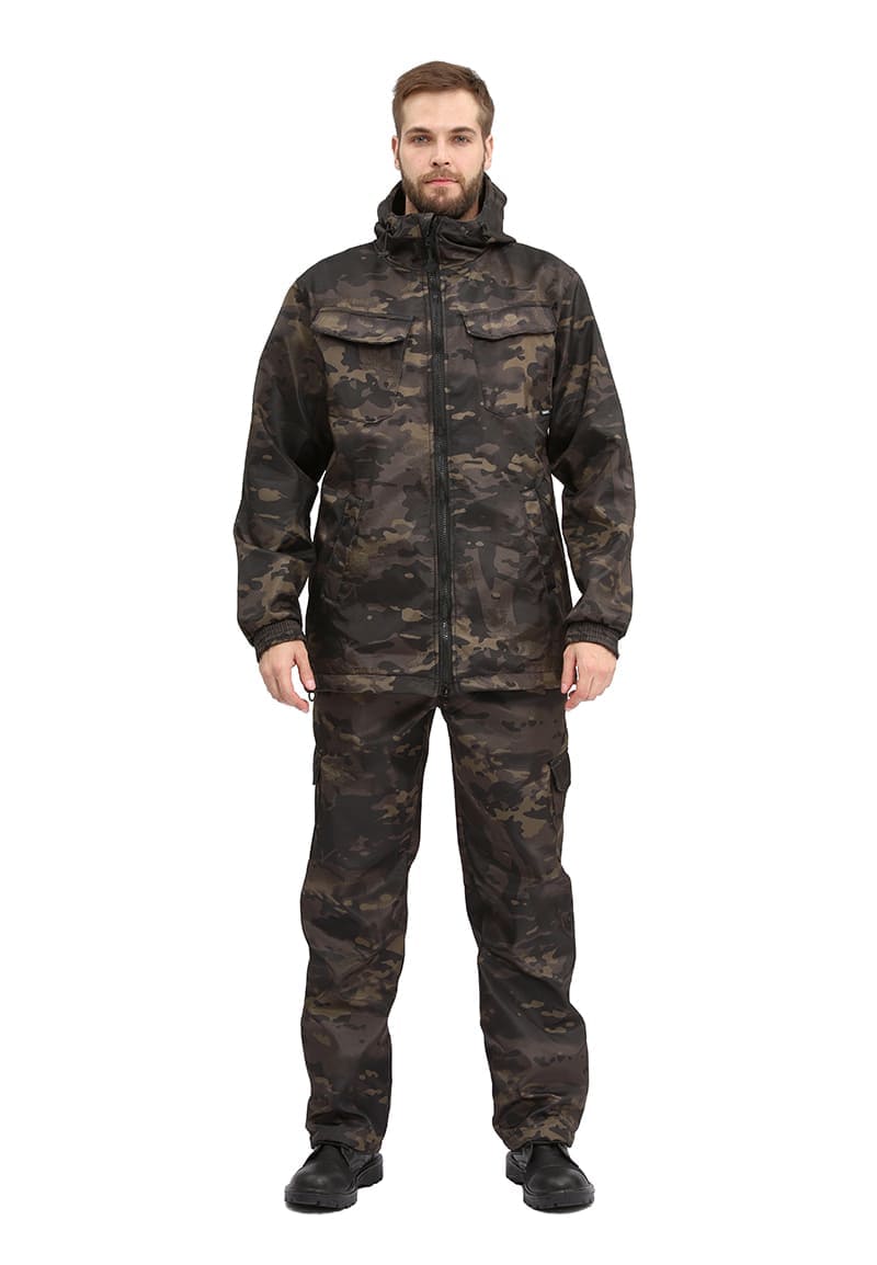 Костюм "РОВЕР" куртка/брюки, цвет: кмф "Мультикам черный", ткань: Полофлис