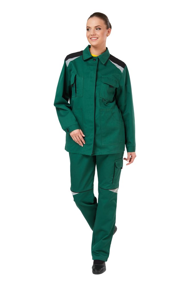 Костюм рабочий женский летний "Алатау" цвет черный/зеленый