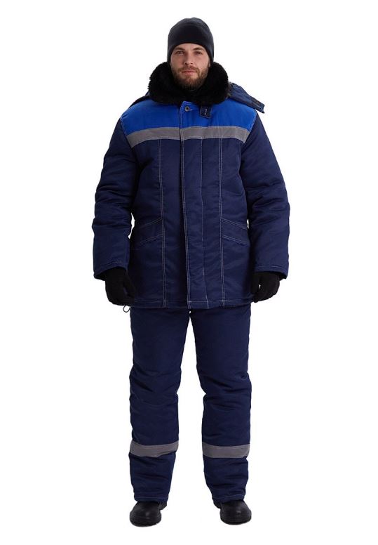 Костюм зимний "ВЬЮГА" куртка/полукомб. цвет: т.синий/василек