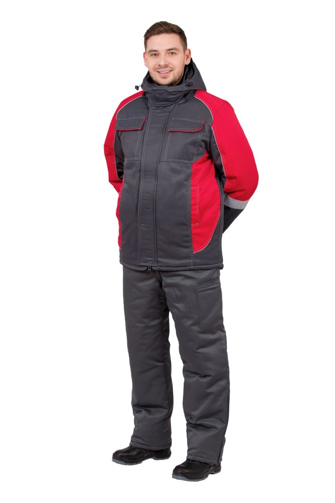 Куртка рабочая мужская зимняя "Страйк" цвет серый/красный