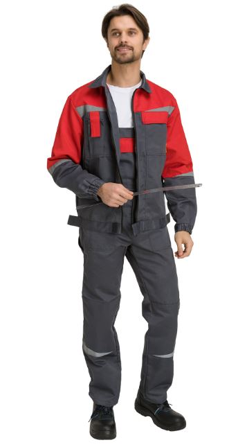Костюм "Монтана" с полукомбинезоном (т.серый/красный)