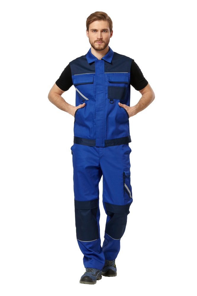 Жилет рабочий летний/демисезонный "Мегаполис" цвет василёк/темно-синий