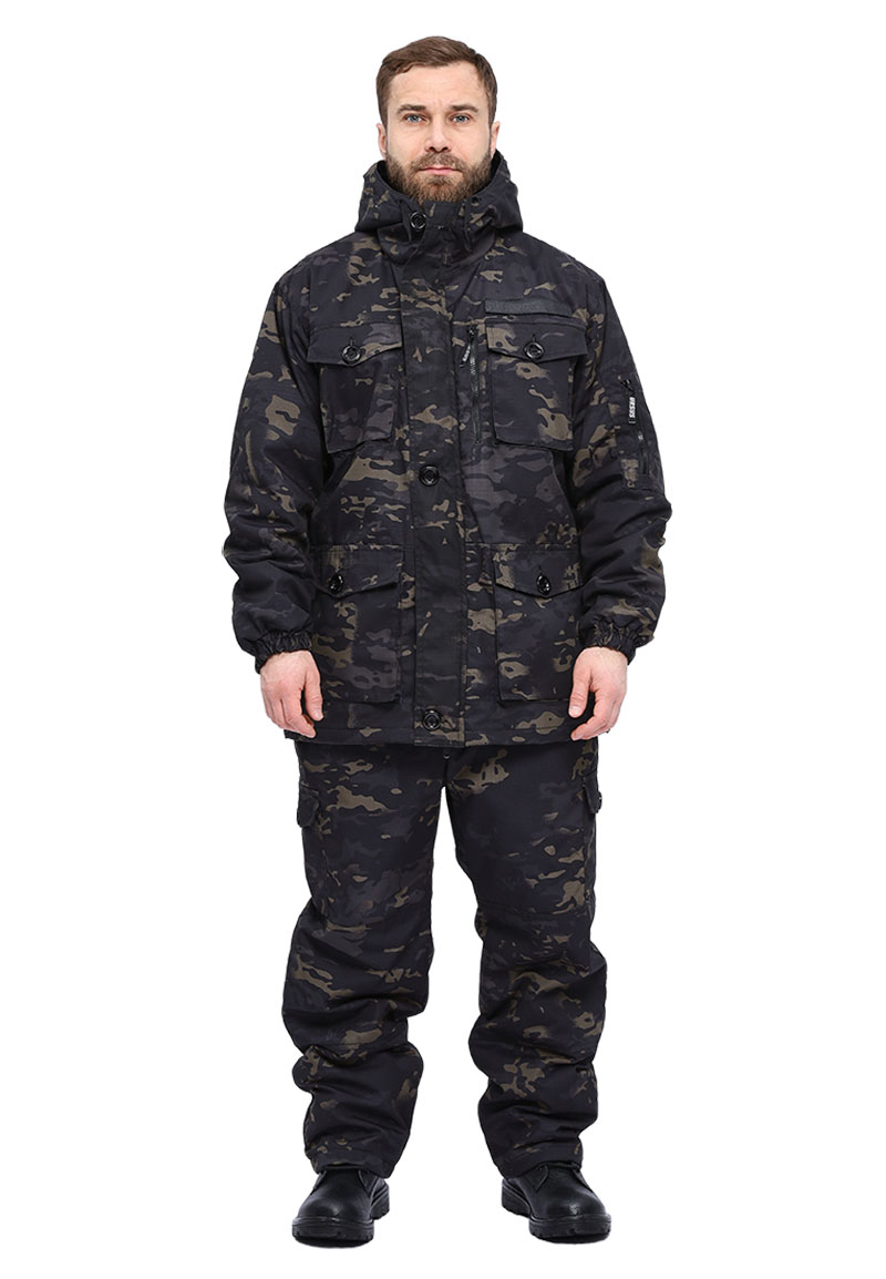 Костюм демисезонный "СУМРАК-ВЕСНА/ОСЕНЬ" куртка/брюки цвет: кмф "Черный", ткань: Твил рип-Стоп