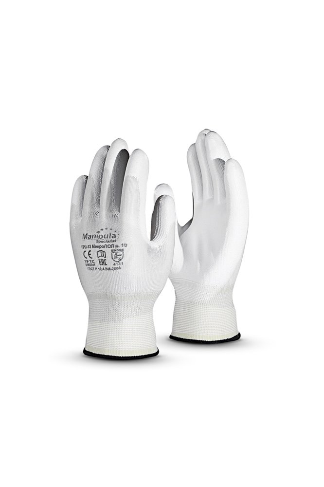 Перчатки рабочие "Микропол TPU-13" бесшовная основа из нейлона с полиуретановым покрытием
