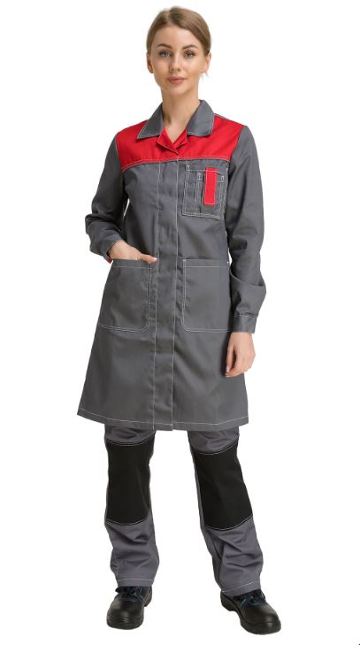 Халат "Город" женский (т.сер/красн)