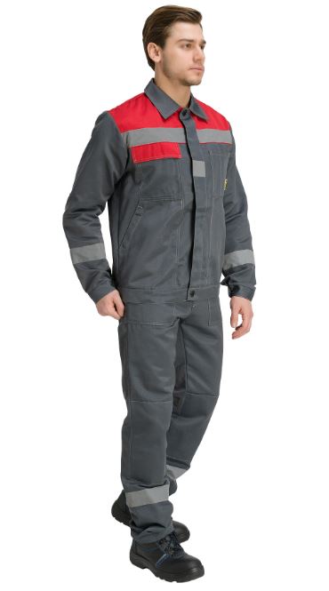 Костюм "Чикаго" с брюками (т.серый/красный)