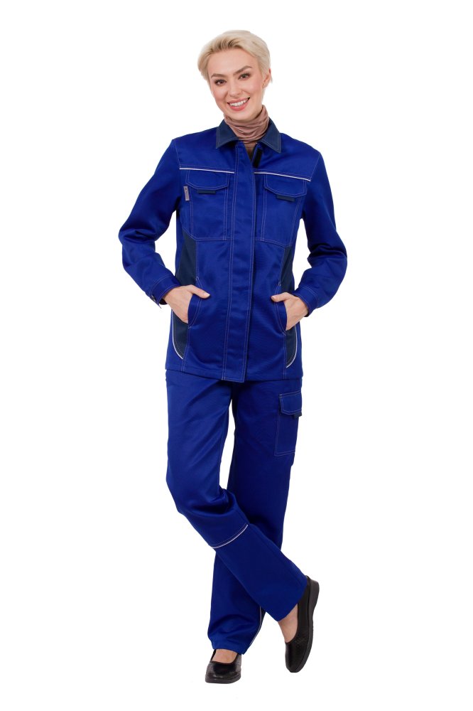 Костюм рабочий женский летний "Страйк" цвет василек/темно-синий