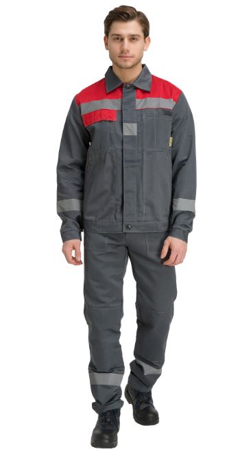 Костюм "Чикаго" с брюками (т.серый/красный)