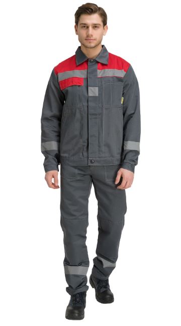 Костюм "Чикаго" с полукомбинезоном (т.серый/красный)