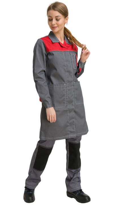 Халат "Город" женский (т.сер/красн)