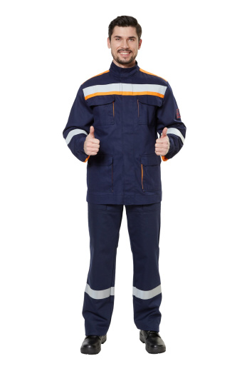 Костюм защитный от электродуги летний/демисезонный усиленный "СП02-ЛIV" цвет синий/оранжевый