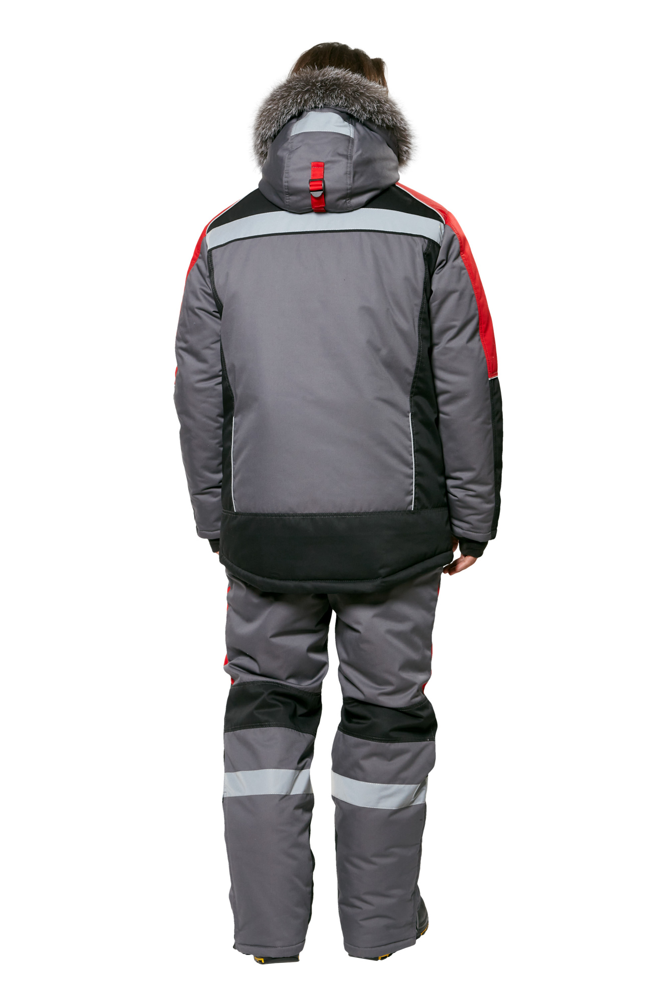 Костюм рабочий мужской зимний "Памир-Норд" 4 и особый климатический пояс цвет серый/черный/красный