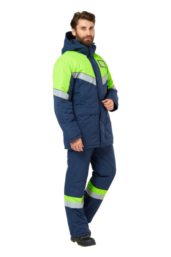 Костюм рабочий мужской зимний "Илион" сигнальный цвет неоновый/синий