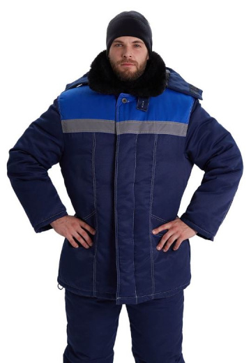Костюм зимний "ВЬЮГА" куртка/полукомб. цвет: т.синий/василек