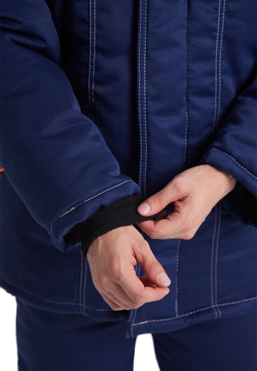 Костюм зимний "ВЬЮГА" куртка/полукомб. цвет: т.синий/оранжевый