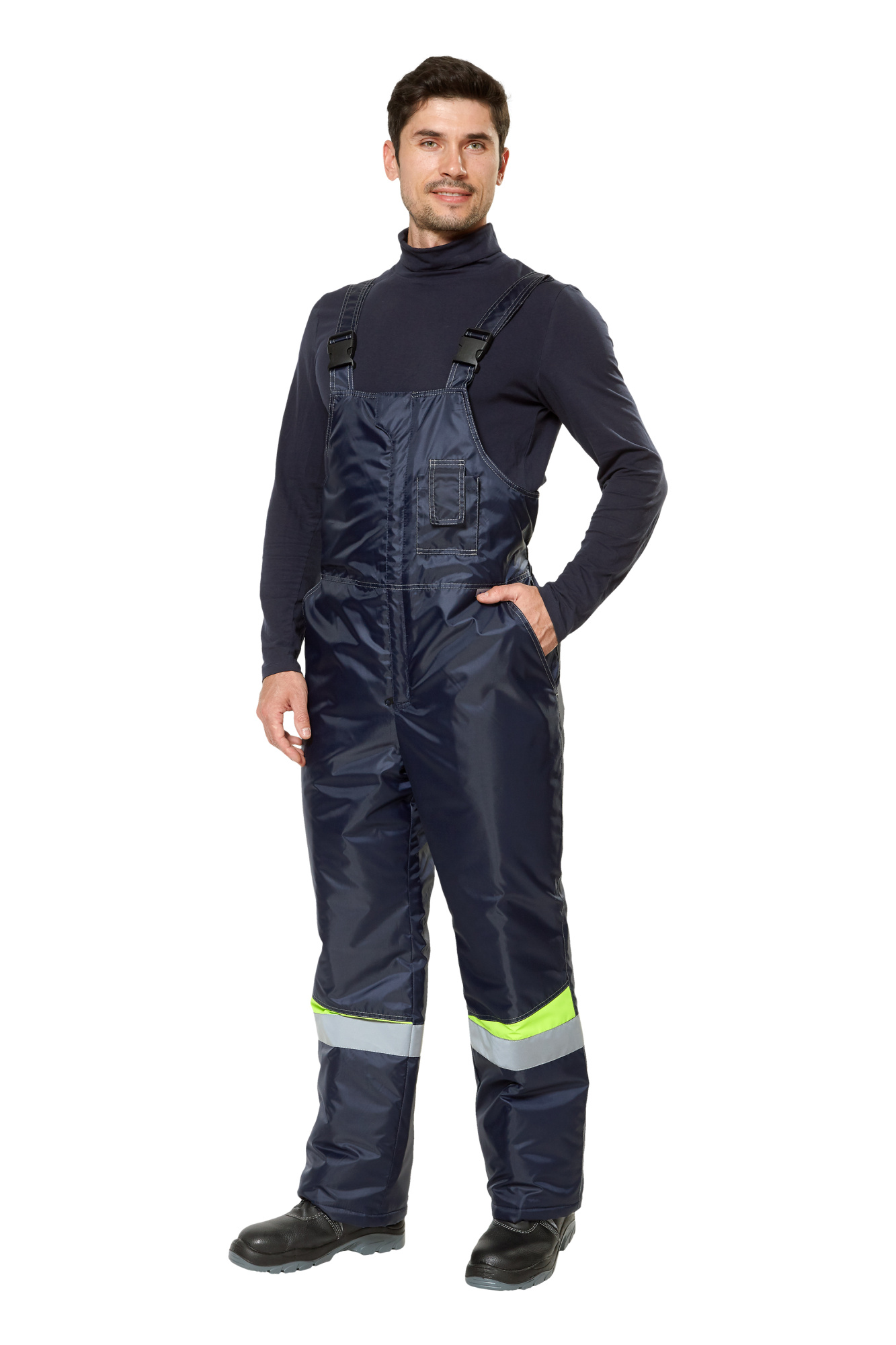 Костюм рабочий мужской зимний "Комфорт" цвет темно-синий/неоновый