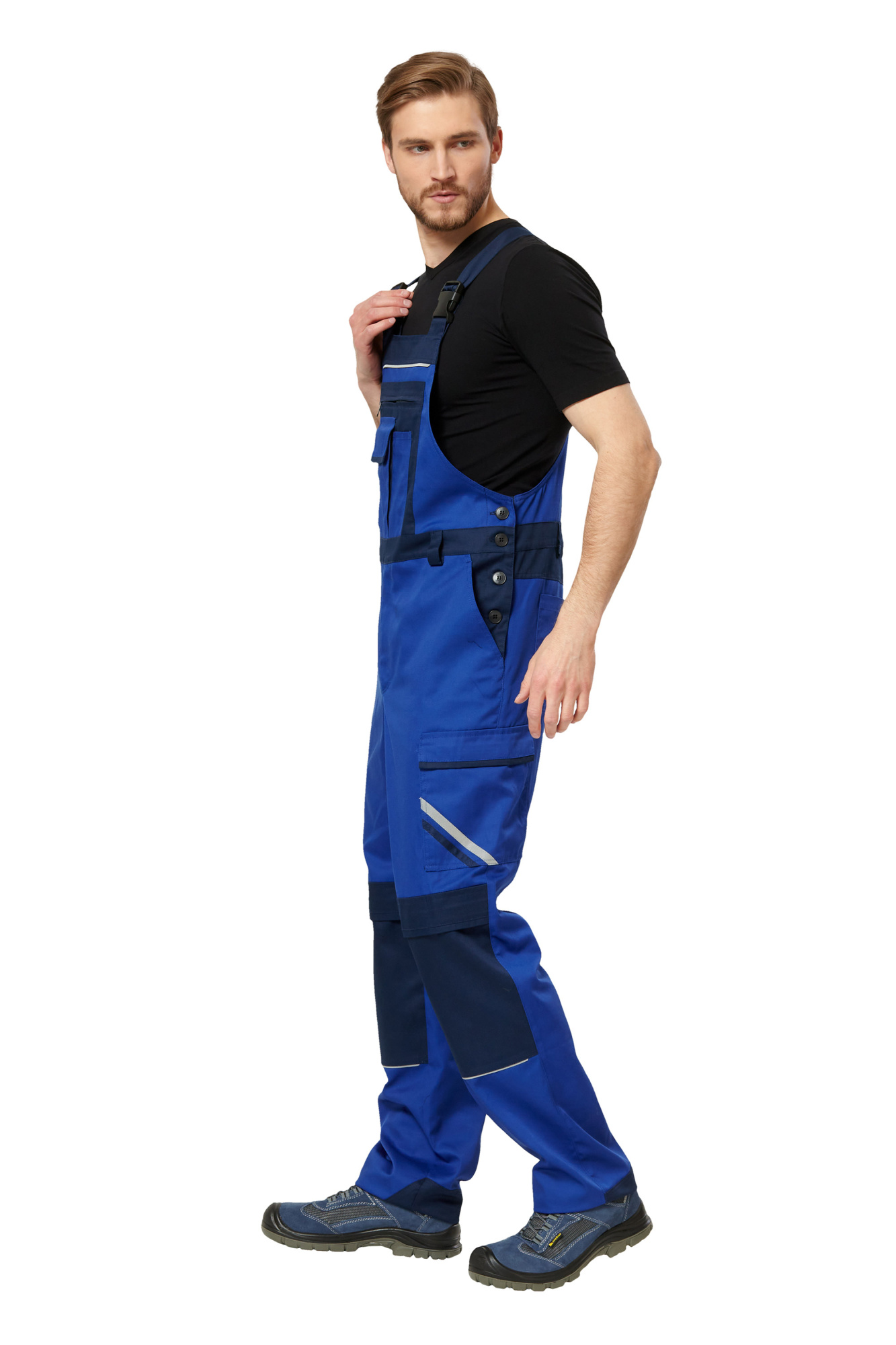 Полукомбинезон рабочий мужской летний "Мегаполис" цвет василек/темно-синий