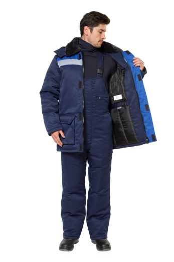 Куртка рабочая мужская зимняя "Прим" цвет темно-синий/василек