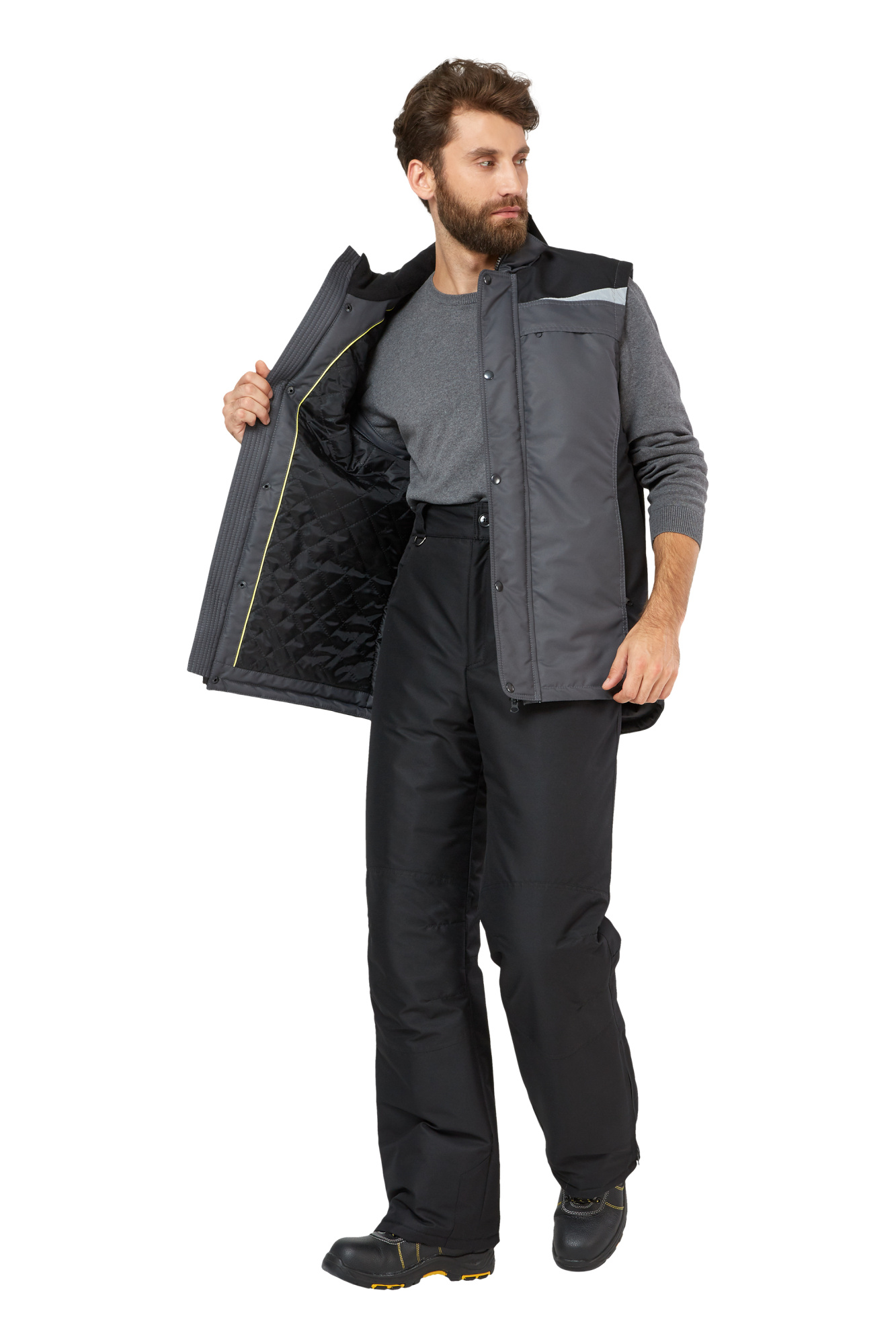 Жилет утепленный "Дэлф" цвет серый/черный