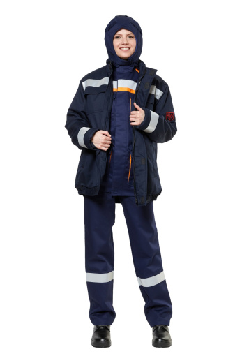 Костюм защитный от электродуги летний/демисезонный "СП09-ДVII", оранжевый/темно-синий