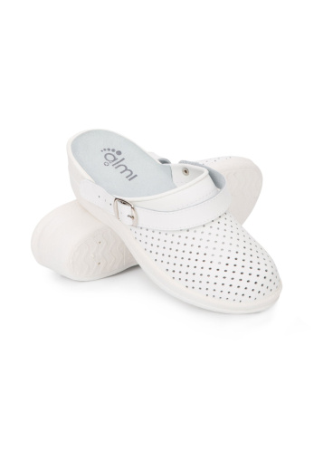 Сабо женские "Медикал" кожаные цвет белый