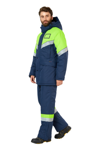 Костюм рабочий мужской зимний "Илион" сигнальный цвет неоновый/синий