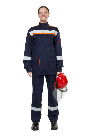 Костюм защитный от электродуги летний/демисезонный усиленный "СП02-ЛIV", синий/оранжевый