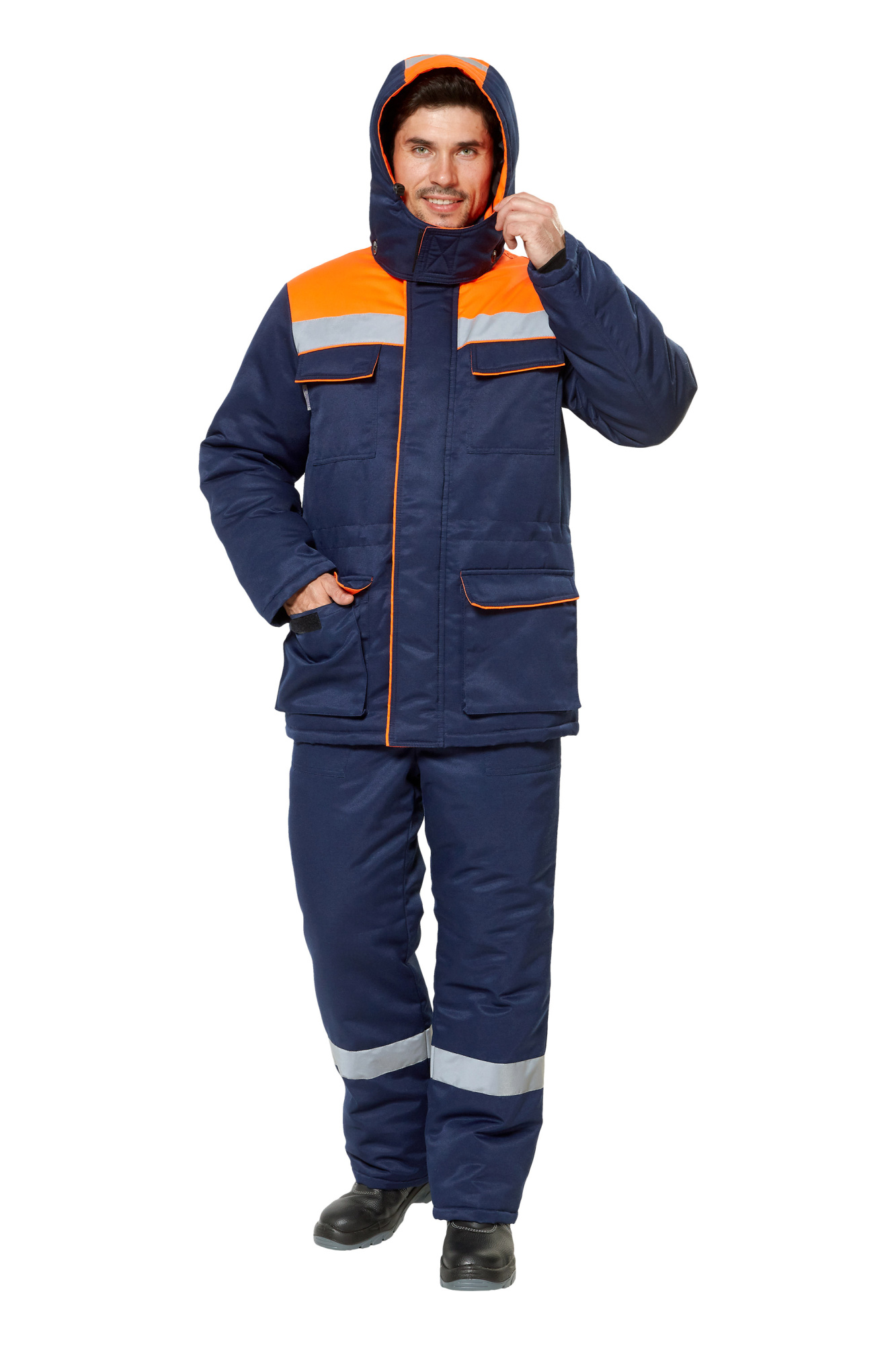 Костюм рабочий мужской зимний "Балтимор" цвет темно-синий/оранжевый