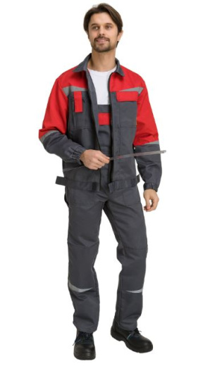 Костюм "Монтана" с полукомбинезоном (т.серый/красный)