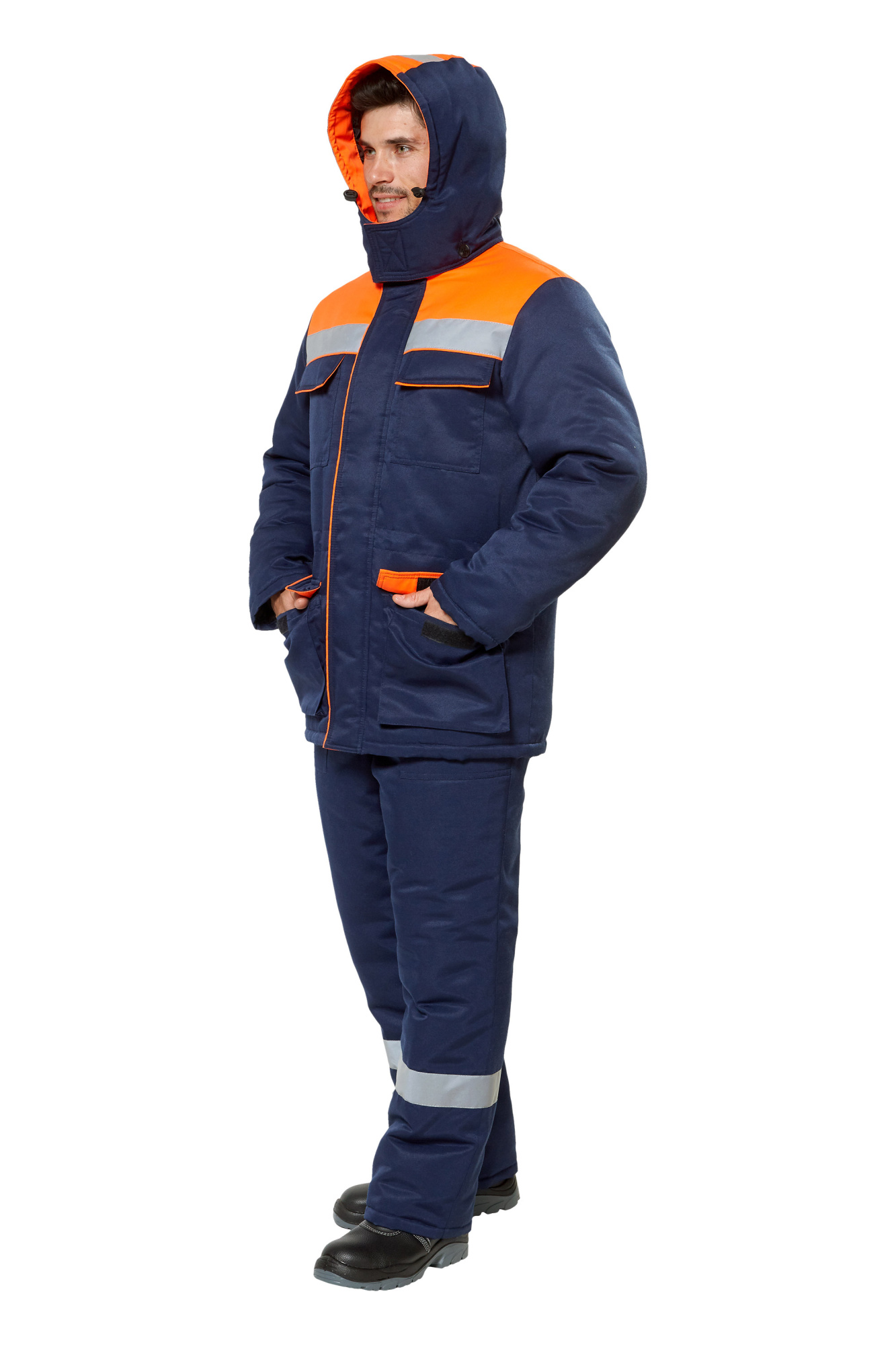 Костюм рабочий мужской зимний "Балтимор" цвет темно-синий/оранжевый