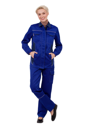 Костюм рабочий женский летний "Страйк" цвет василек/темно-синий