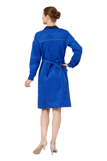 Халат рабочий женский летний/демисезонный "Страйк" цвет василек/синий 