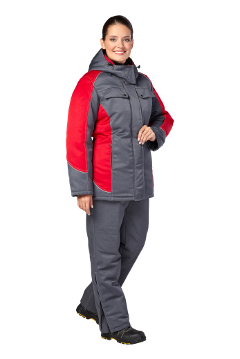 Костюм рабочий женский зимний "Страйк" цвет серый/красный