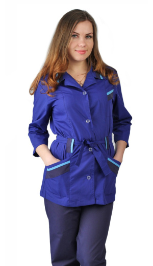 Костюм женский "Капель" т-синий с васильковым и св-голубым