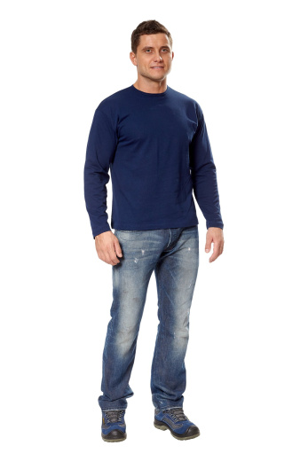 Футболка мужская с длинным рукавом цвет темно-синий
