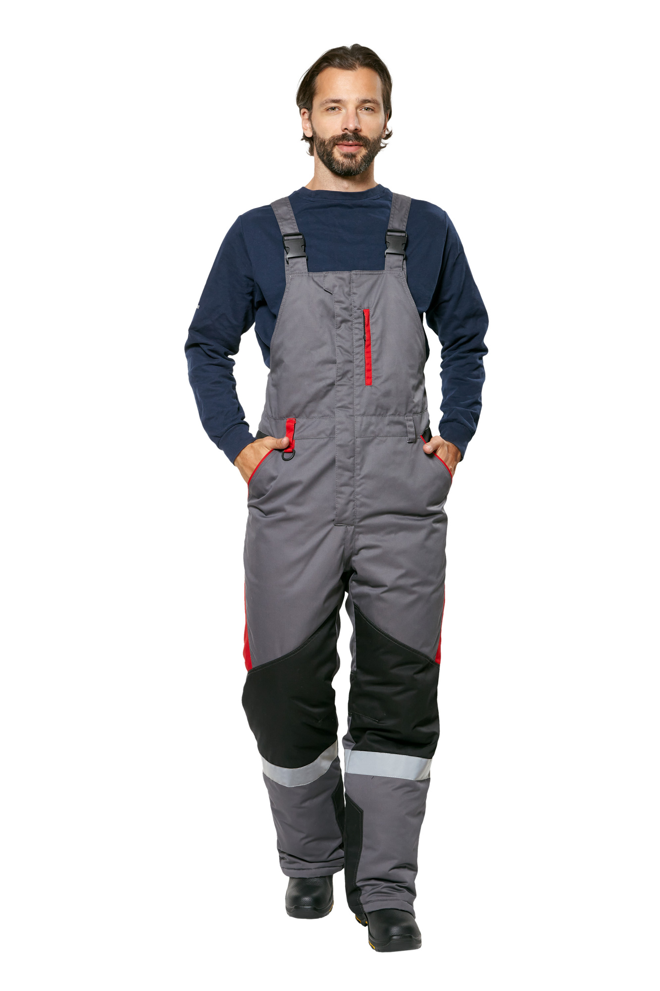 Костюм рабочий мужской зимний "Памир-Норд" 4 и особый климатический пояс цвет серый/черный/красный