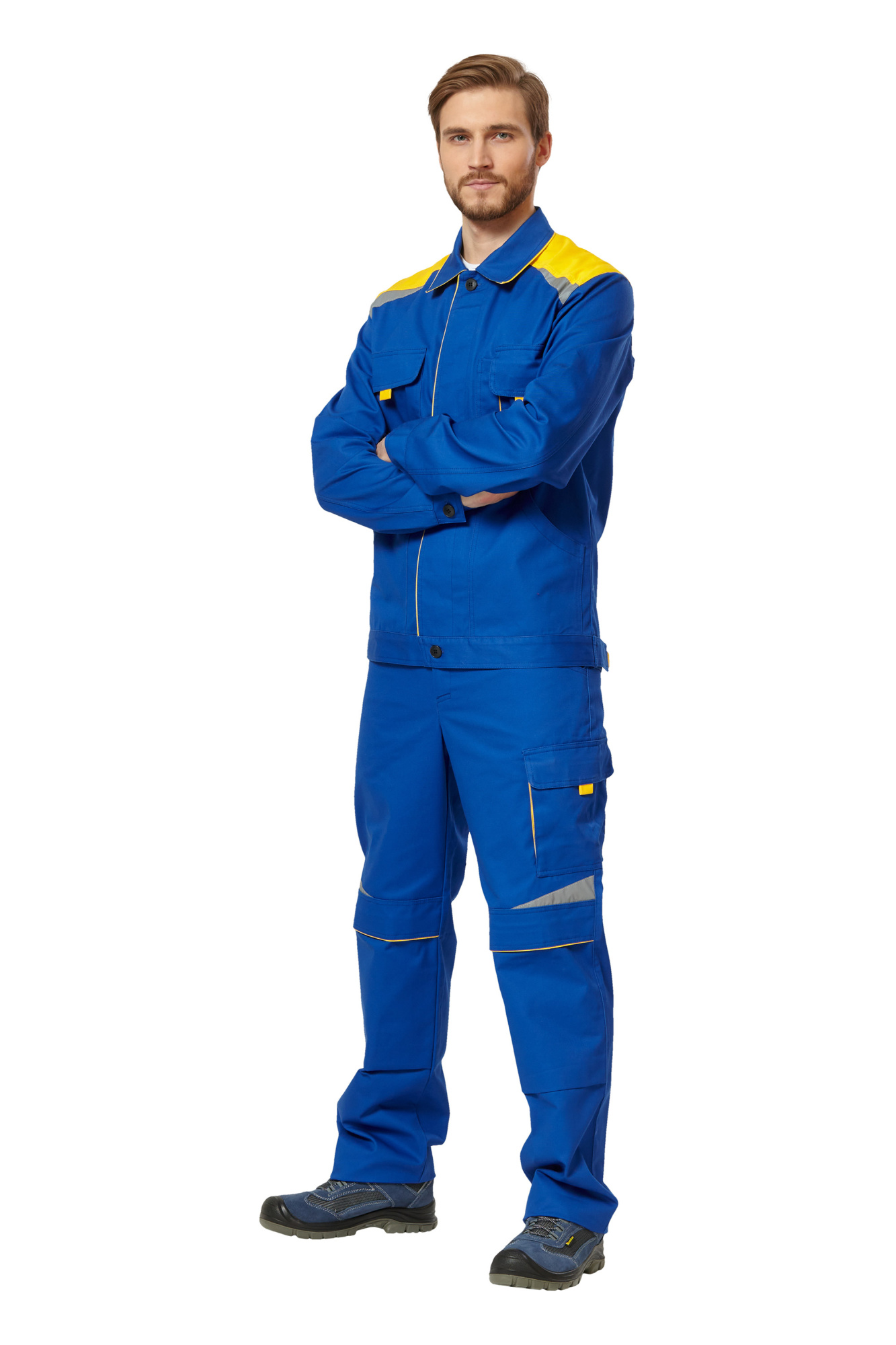 Куртка рабочая мужская летняя "Алатау" цвет васильковый/желтый