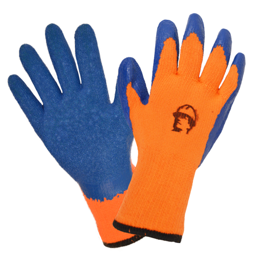 Перчатки "РосМарка" акриловые 7G с рельефным латексным покрытием, оранжевый/синий (120гр)