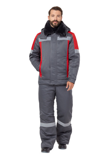 Костюм рабочий мужской зимний "Страйк" цвет серый/красный