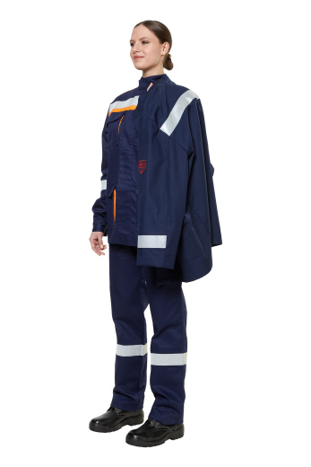 Костюм защитный от электродуги летний/демисезонный "СП04-ЛVII" цвет оранжевый/темно-синий