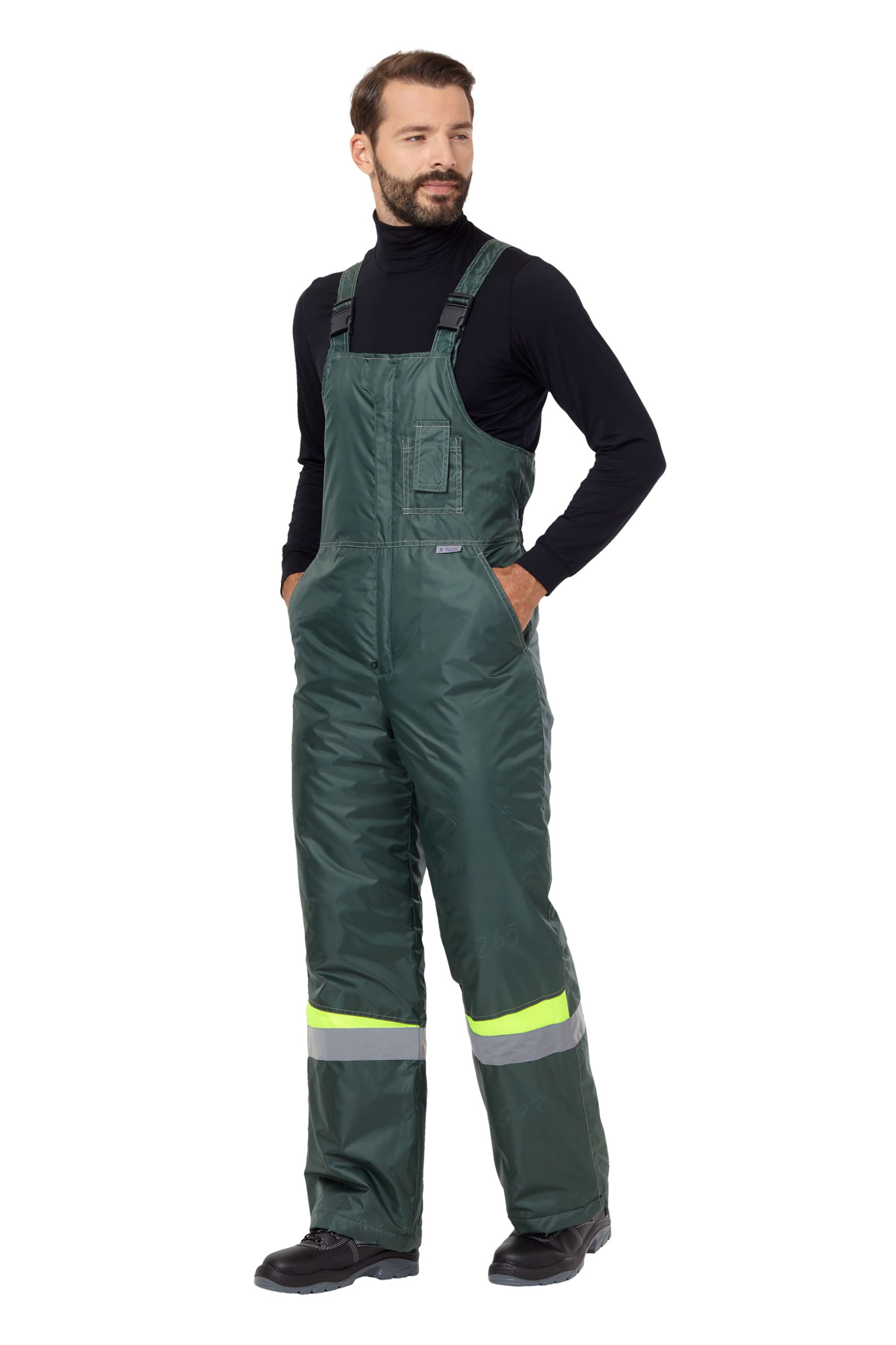 Костюм рабочий мужской зимний "Комфорт" цвет темно-зеленый/неоновый