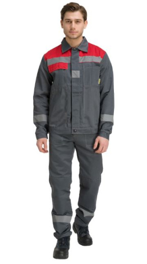 Костюм "Чикаго" с полукомбинезоном (т.серый/красный)