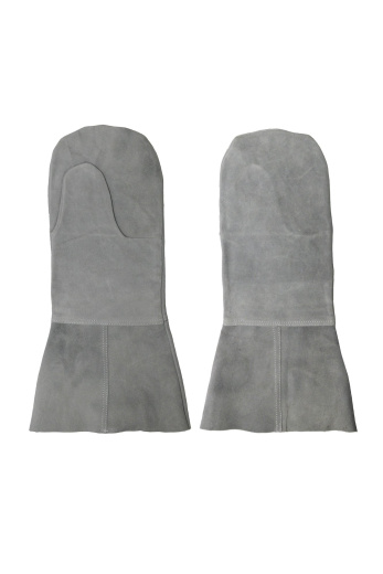 Краги рабочие спилковые двупалые цвет серый/бежевый