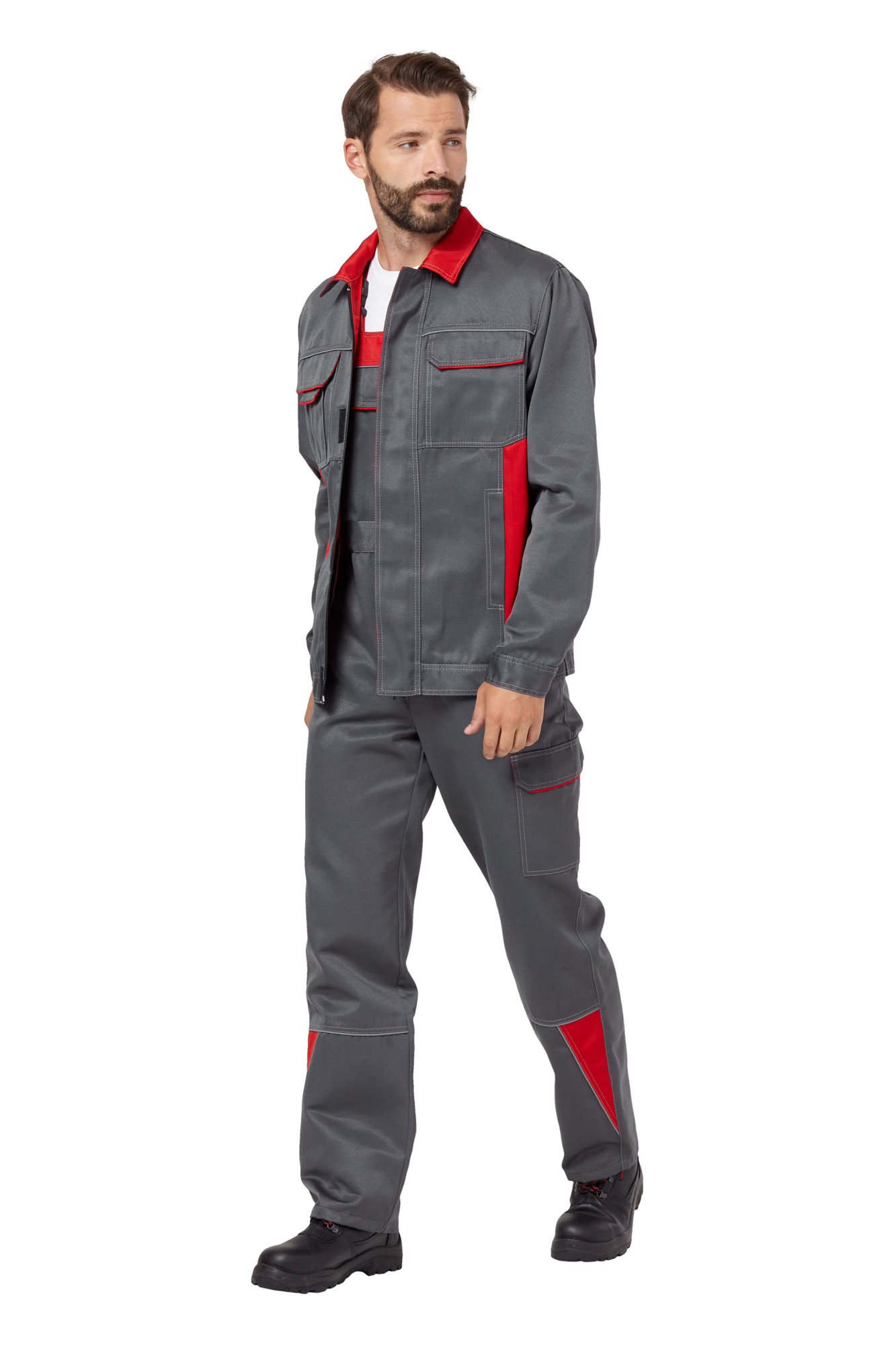 Костюм рабочий мужской летний "Страйк 2" цвет серый/красный