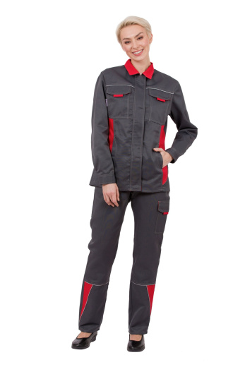 Костюм рабочий женский летний "Страйк" цвет серый/красный