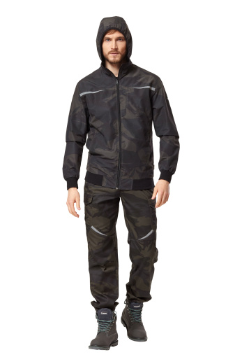 Куртка-ветровка мужская летняя/демисезонная "Axel" камуфляжная двухсторонняя цвет хаки/черный