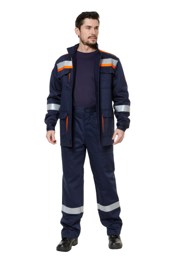 Костюм защитный от электродуги летний/демисезонный "СП03-ЛV" цвет синий/оранжевый