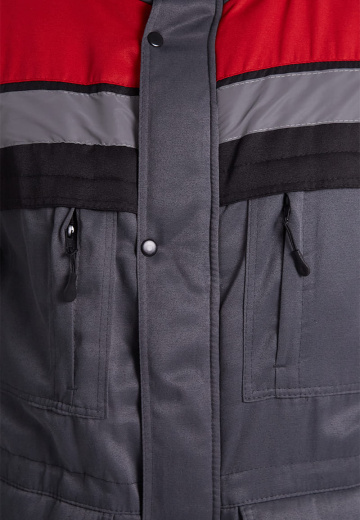 Костюм зимний "ЗИМНИК" куртка/брюки, цвет: т.серый/черный/красный