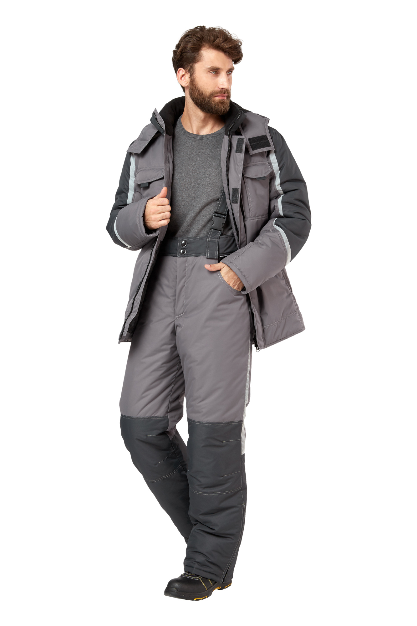 Костюм рабочий мужской зимний "Финикс" цвет серый/темно-серый