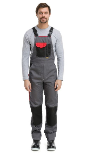 Костюм "Город" с полукомбинезоном (т.сер/красн/черн)